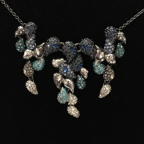 ALEXIS BITTAR • Blue Crystal Ombré Paisley Articulated Paisley Mosaic Necklace